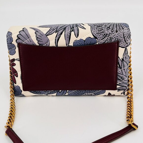 Tory Burch Kira Chevron Chain Wallet Floral Print Leather Crossbody Bag Small - Picture 6 of 16